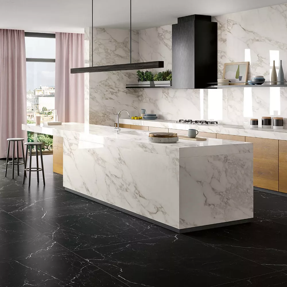 Gres effetto marmo cucina - Gres porcellanato grandi formati - Hausfloor
