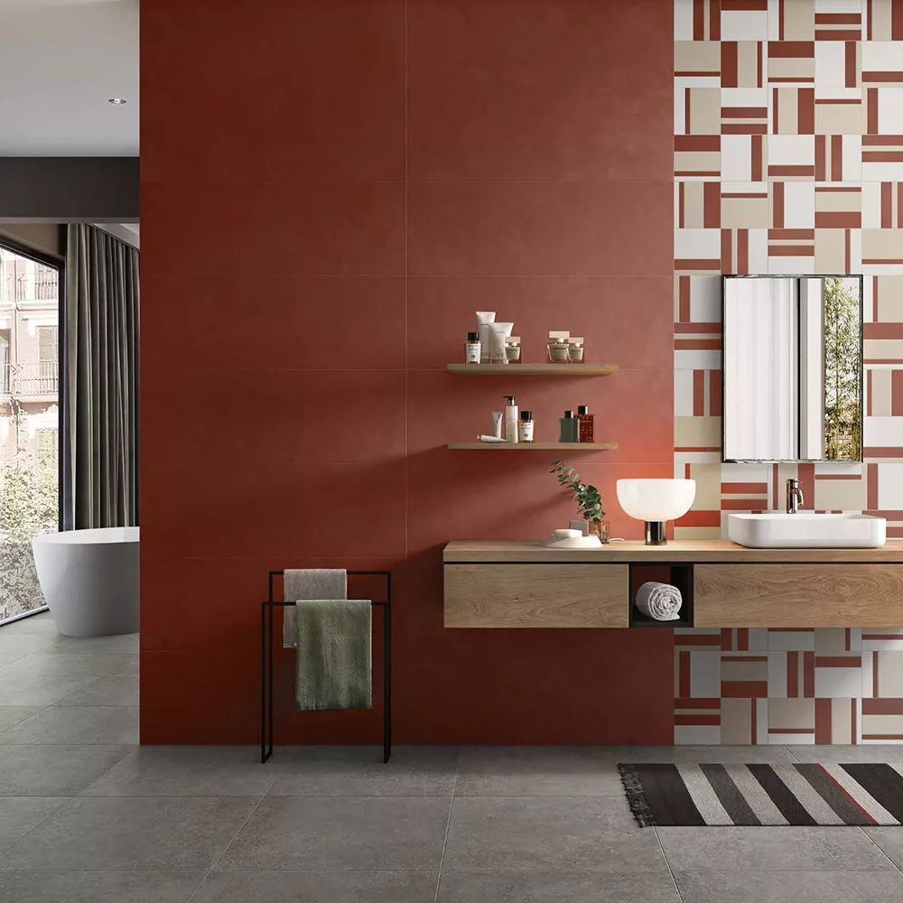 Gres per bagno rosso - Gres porcellanato grandi formati - Hausfloor