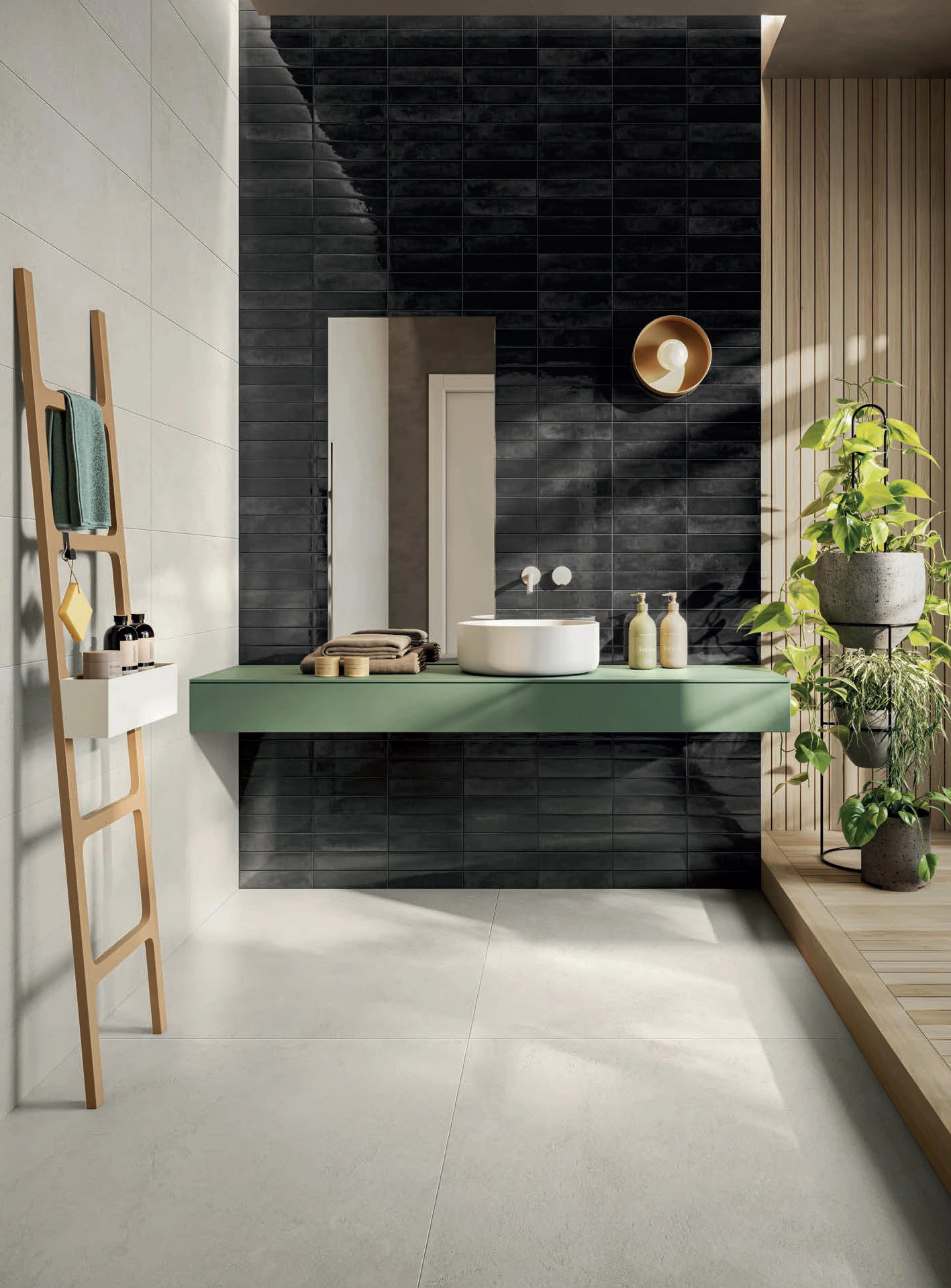 Interno doccia rivestito in gres porcellanato resistente all'umidità, Hausfloor Brescia